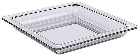 Transparente GN-Schale aus Glas.