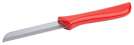 Rotes Messer mit Wellenschliff.