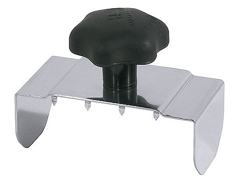 Fleischklammer aus Metall und Kunststoff.