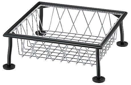 Metallkorb mit Gitterstruktur, erhöht.