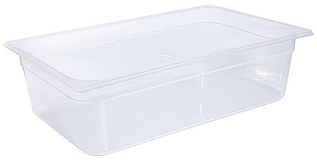 Transparente GN-Behälter aus Kunststoff.