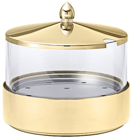 Goldene Butterdose mit Deckel.