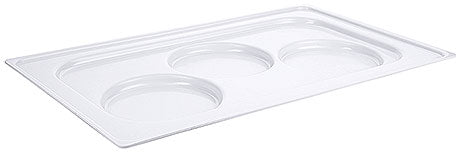 Transparenter Deckel mit drei Vertiefungen.