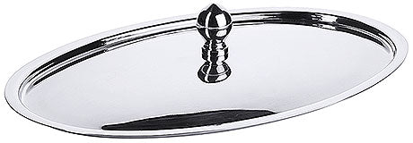 Silberne Servierplatte mit Griff.