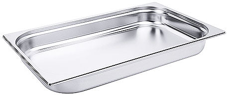 Edelstahl-Gastronormbehälter für Küche.