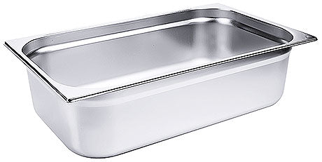 Edelstahl-Gastronormbehälter für Küche.