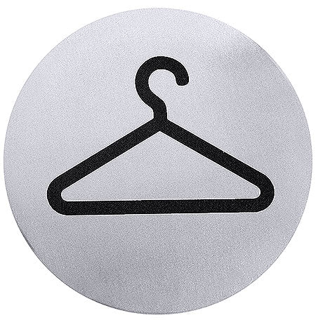 Symbol eines Kleiderbügels auf Schild.