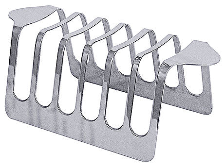 Metallener Toastständer mit Schlitzen.