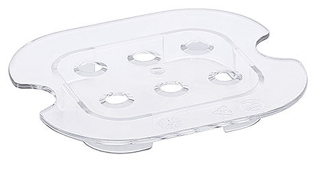 Transparenter Kunststoffdeckel mit Öffnungen.