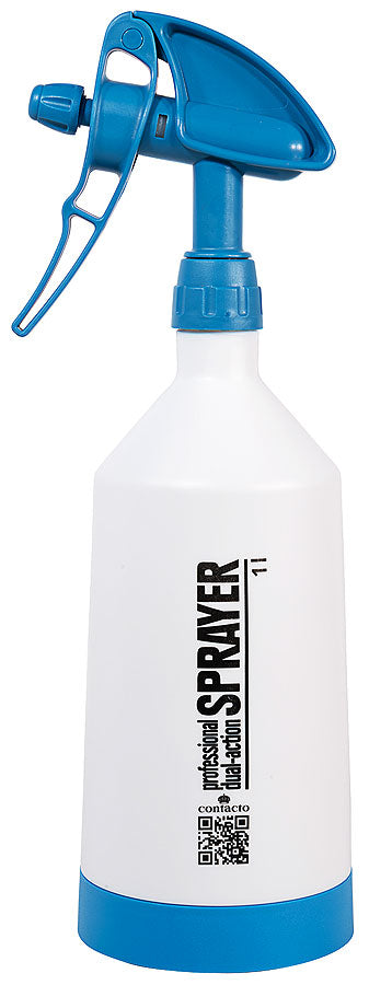 Blauer Sprühflasche für Reinigung.