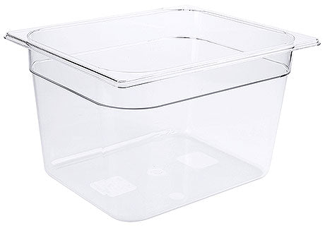 Transparente GN-Behälter aus Kunststoff.