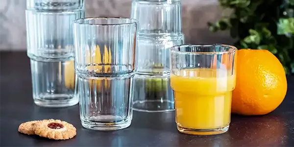 Gläser, Saft, Orange, Keks, Tisch.
