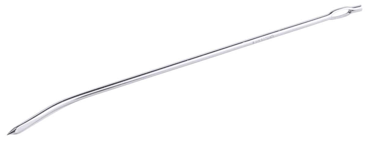 Silberne Bratennadel aus Metall.