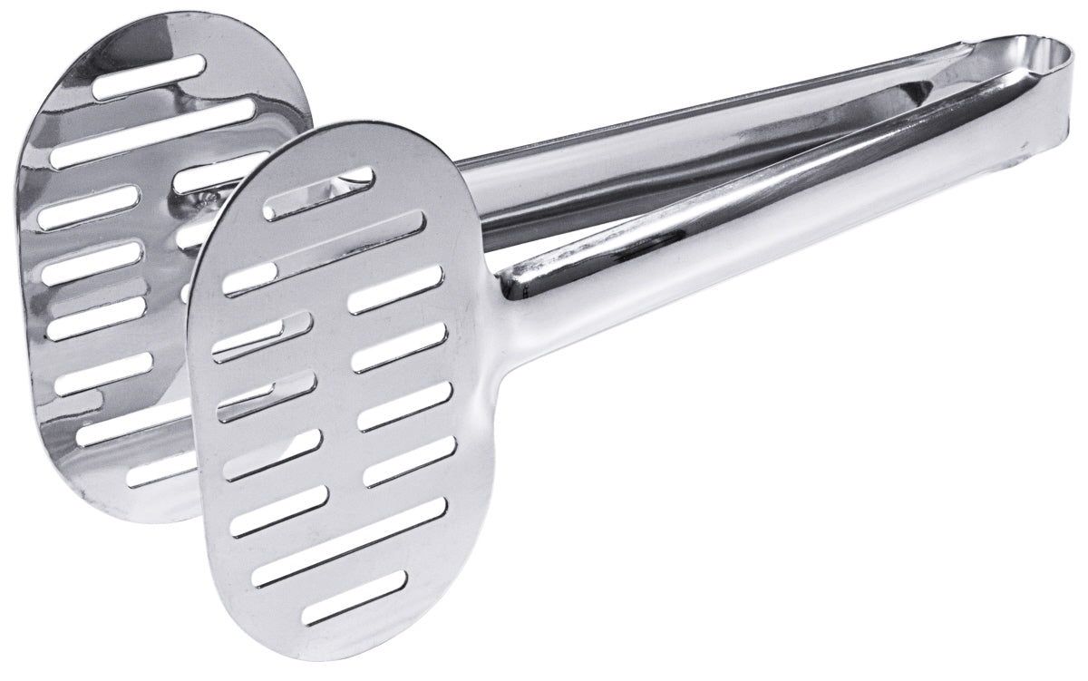 Metallene Servierzange mit Schlitzen.