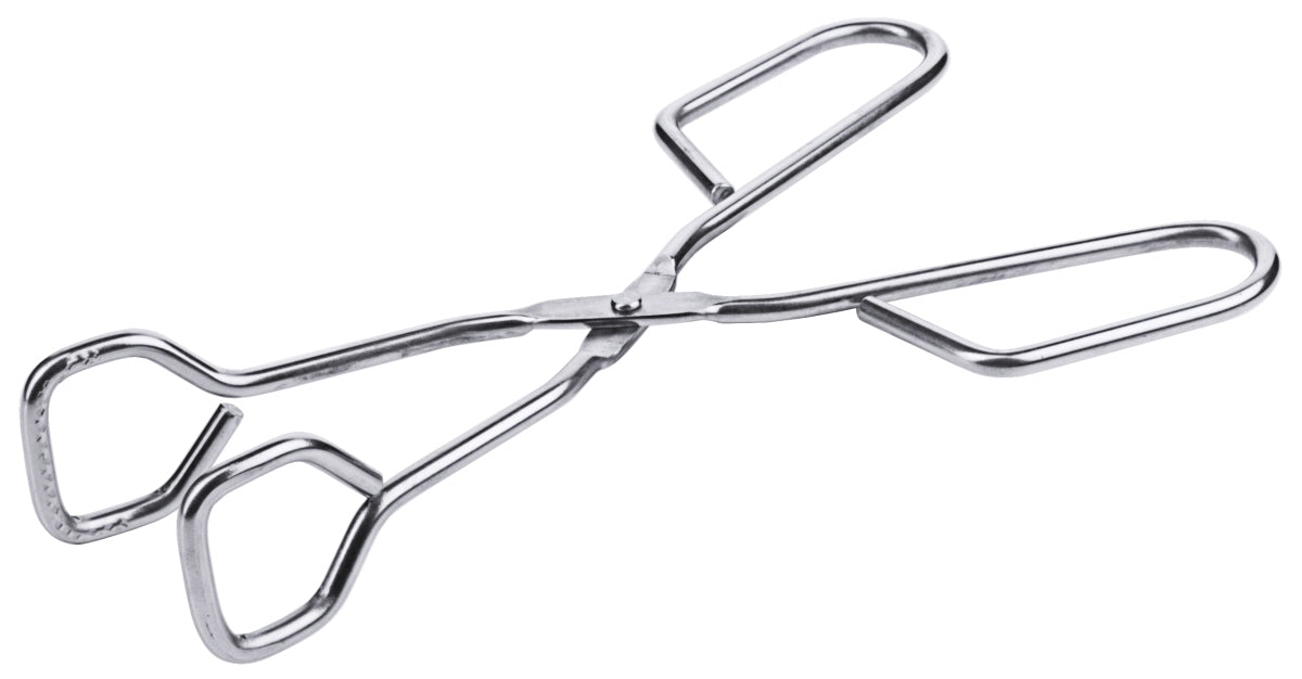 Silberne Servierzange aus Metall.