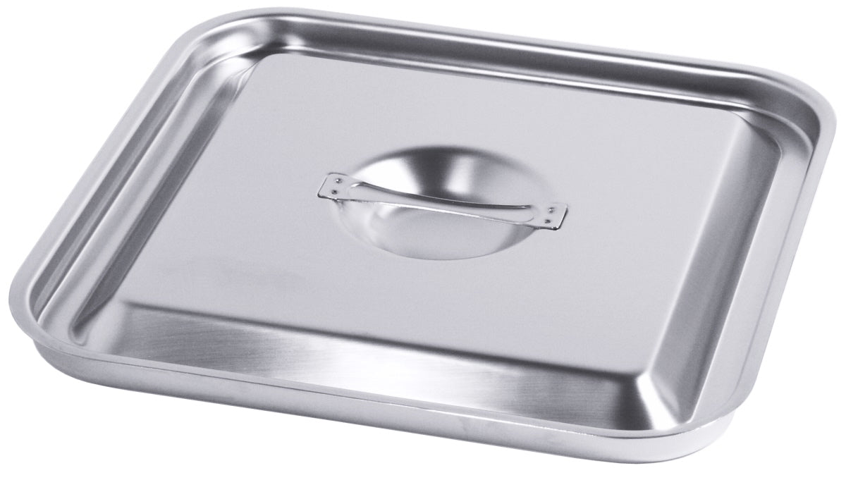 Edelstahl-Gastronomiedeckel mit Griff.