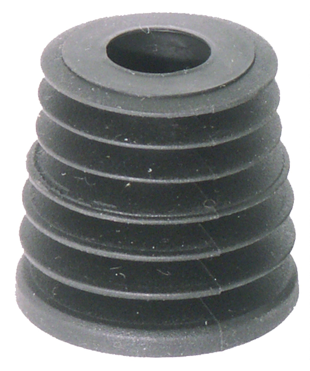 Schwarzer Gummipuffer, geriffelt, konisch.