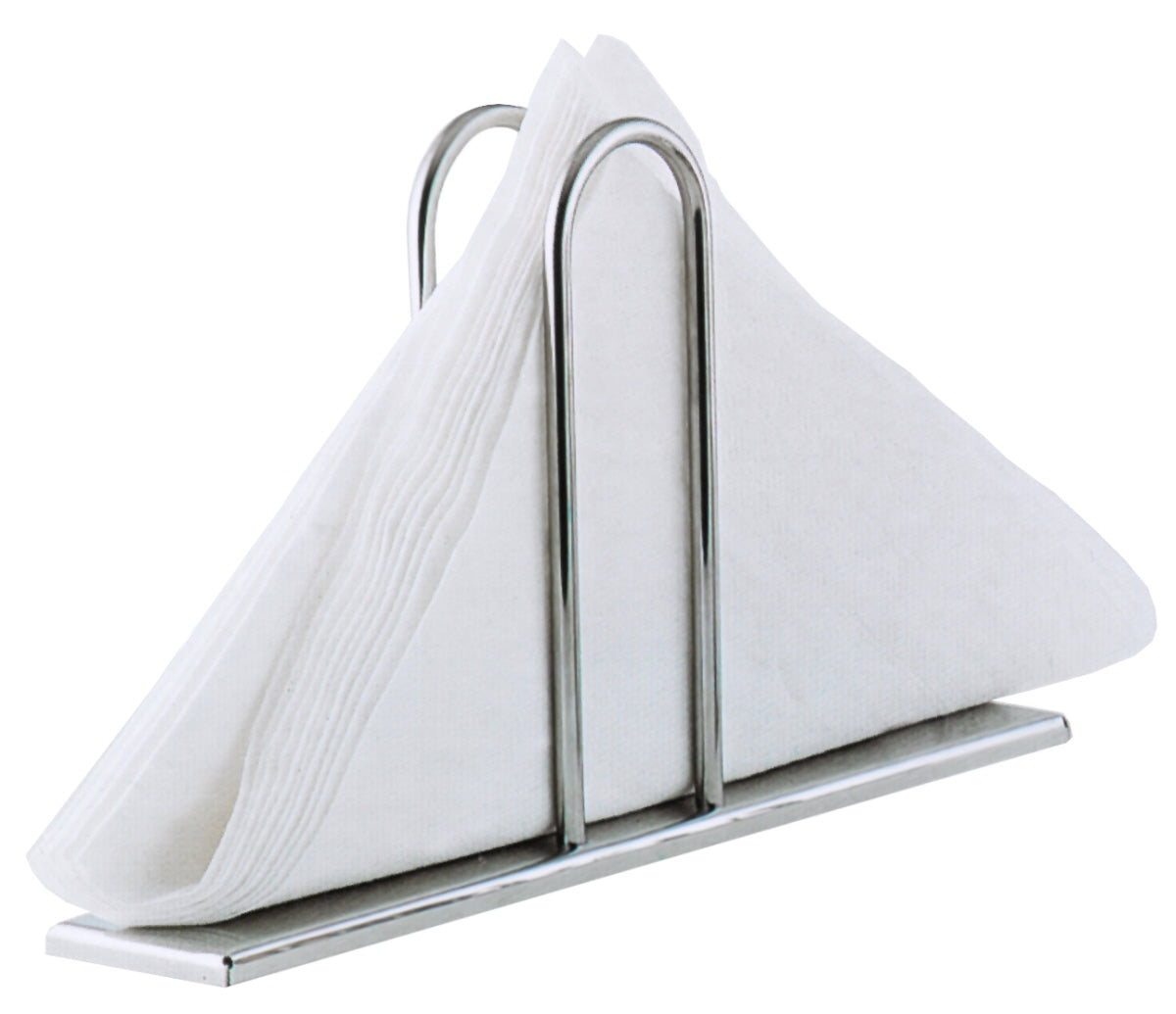 Serviettenhalter aus Metall mit Servietten.