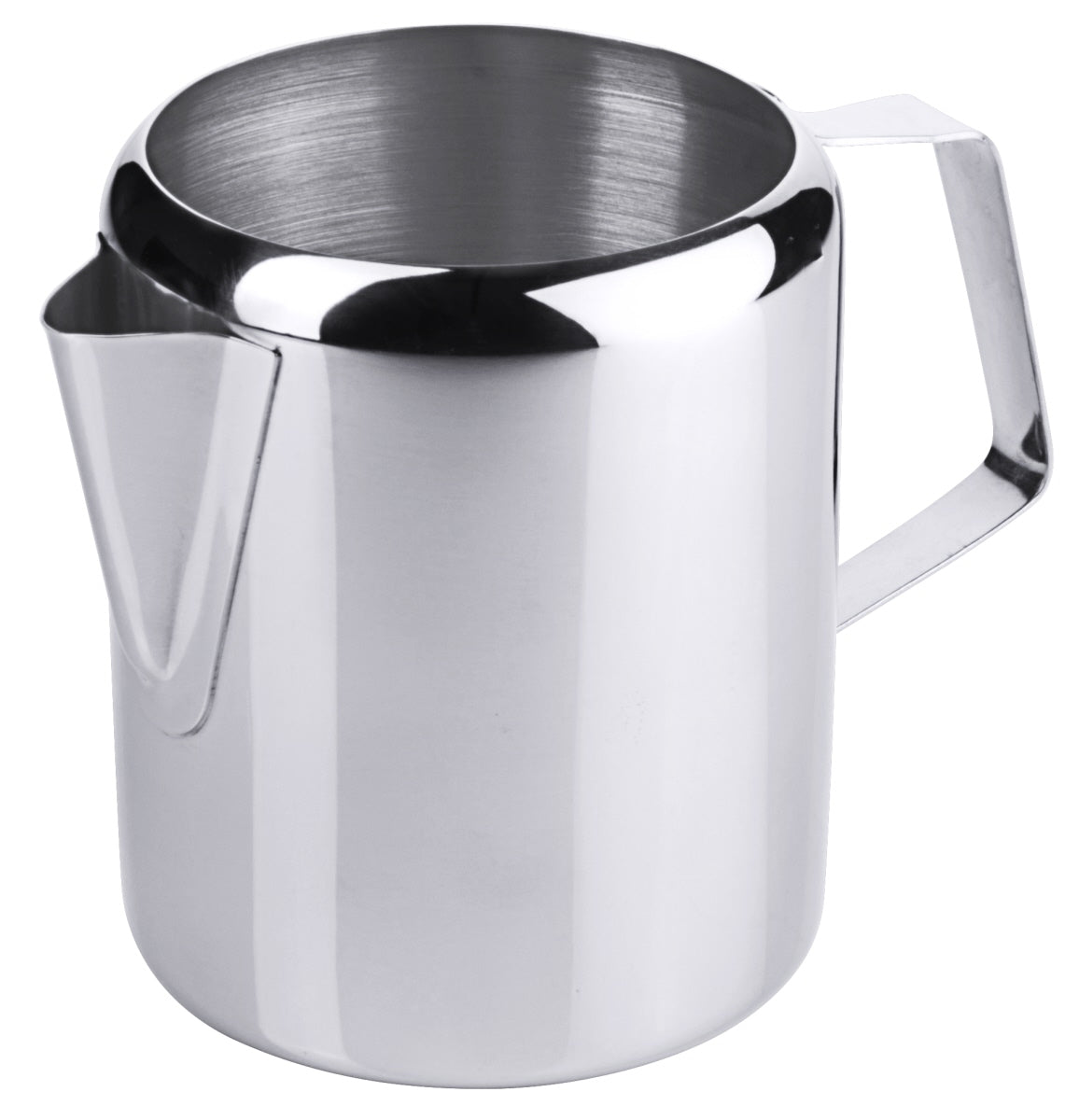 Silberner Milchkännchen aus Edelstahl.