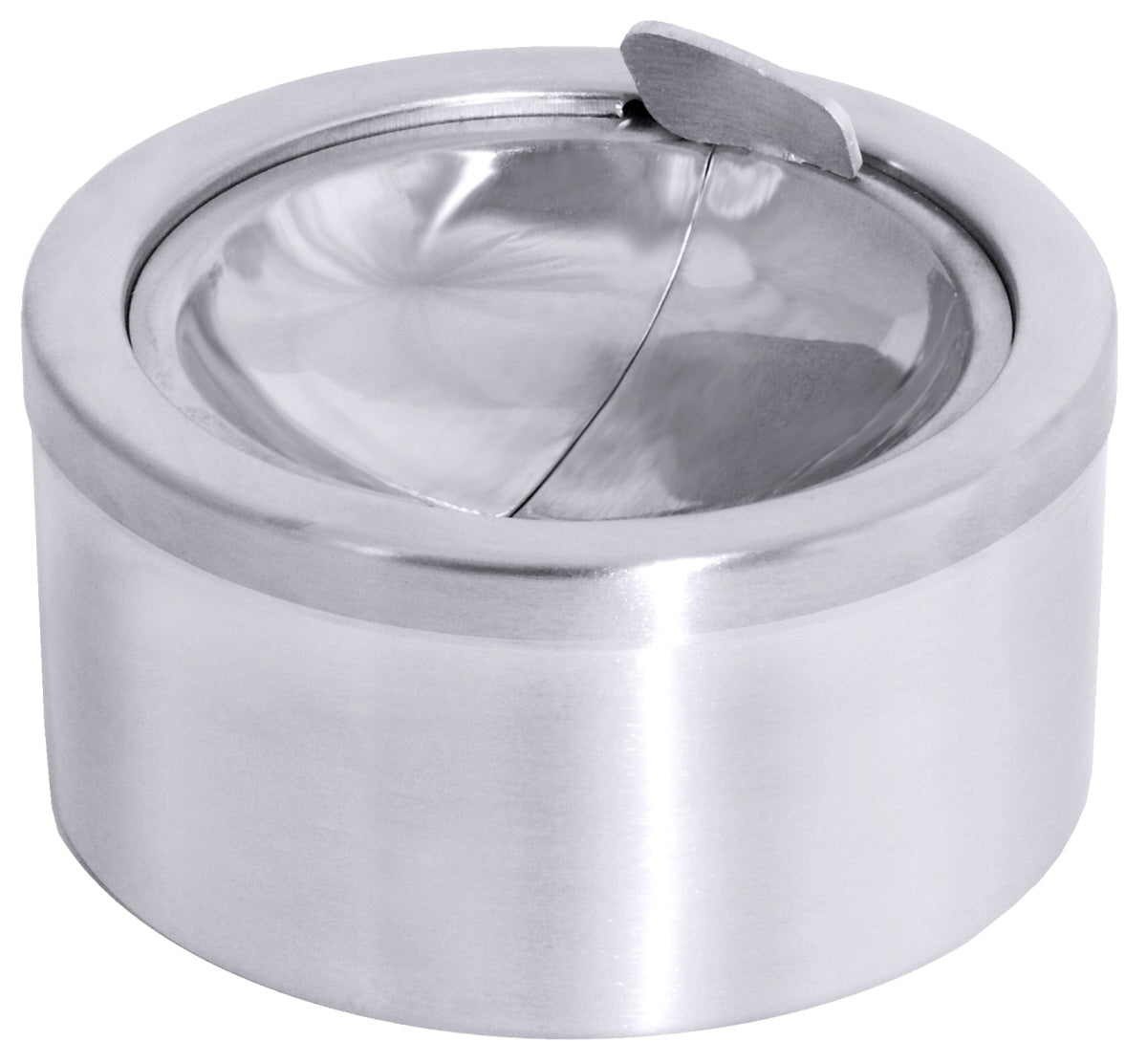 Silberner Aschenbecher mit Klappdeckel.