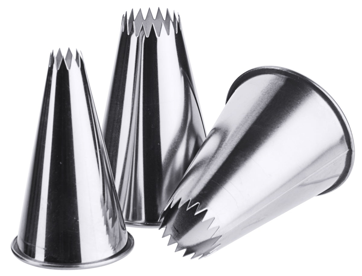 Drei Spritztüllen aus Metall
