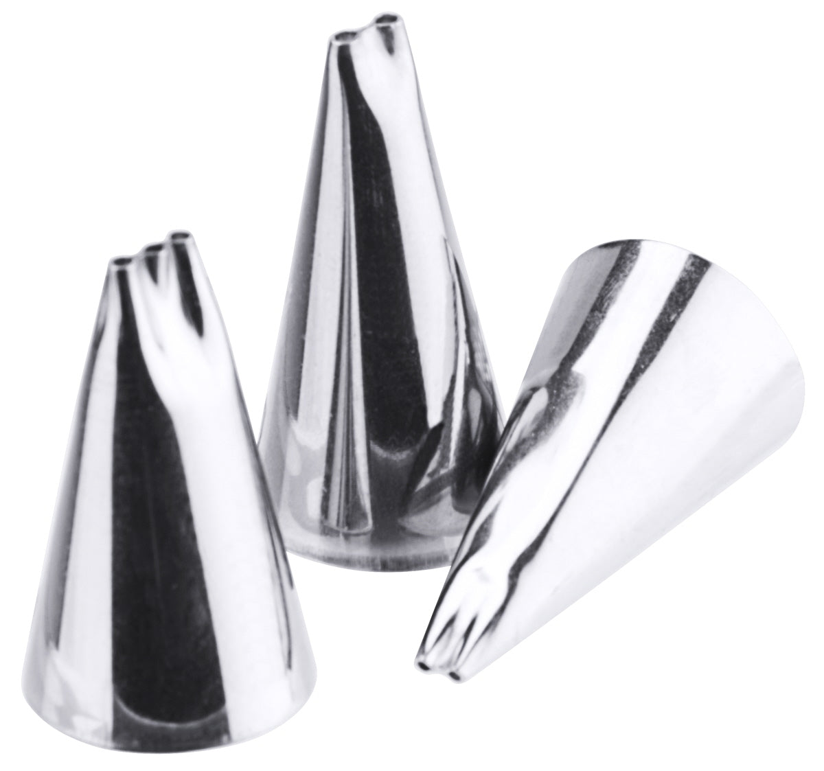 Drei Spritztüllen aus Metall