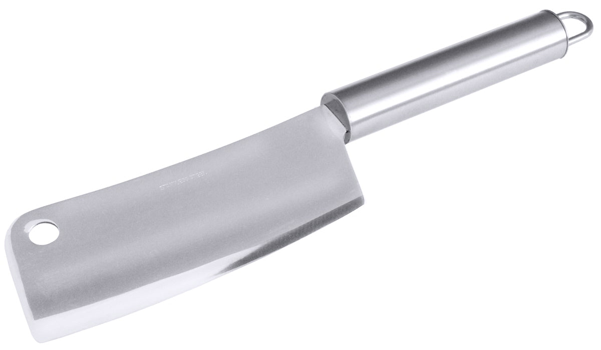 Metallisches Hackmesser mit Loch.