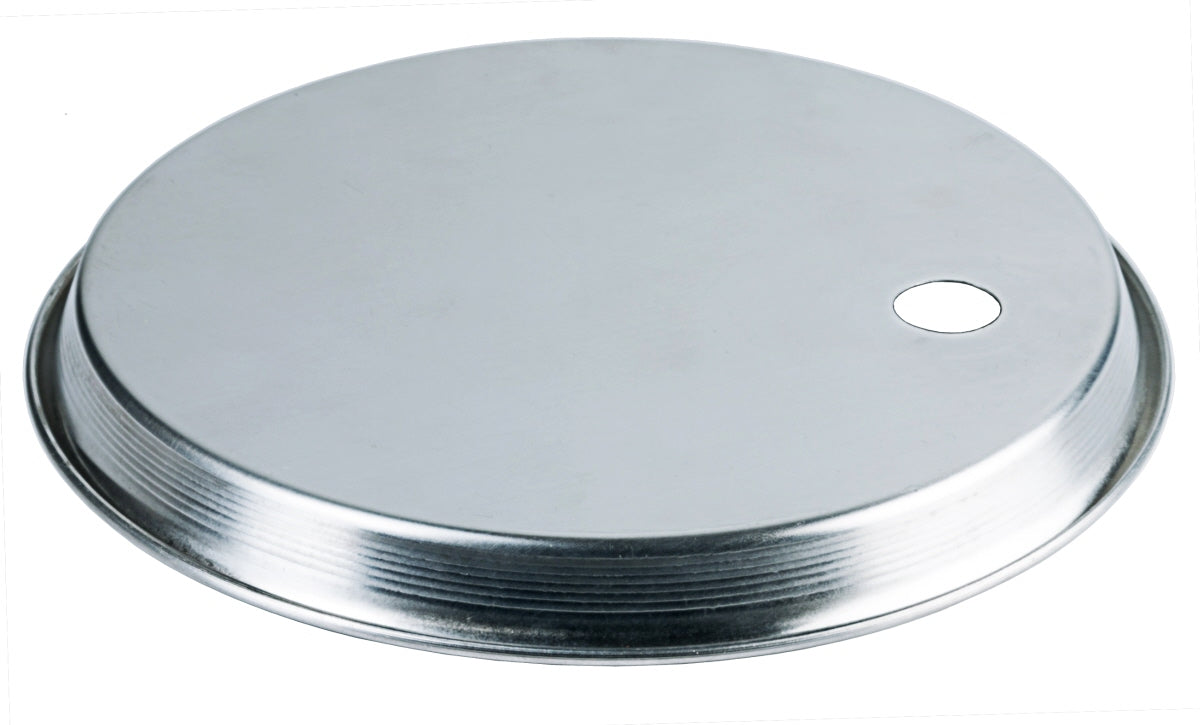 Runder Metall-Deckel mit Loch.