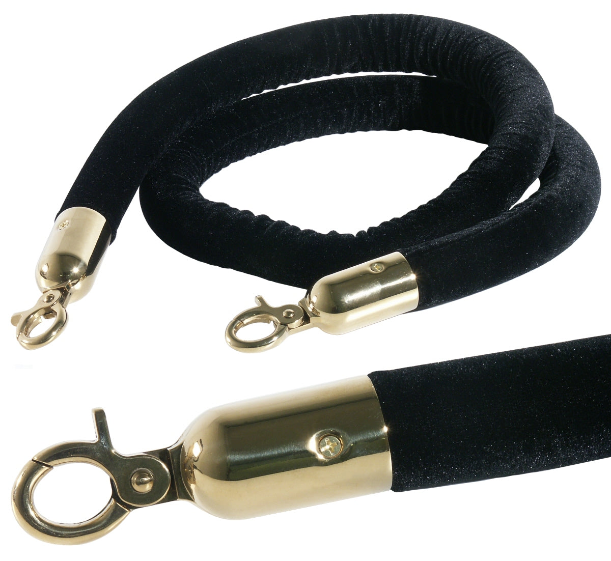 Schwarzes Absperrseil mit Haken.