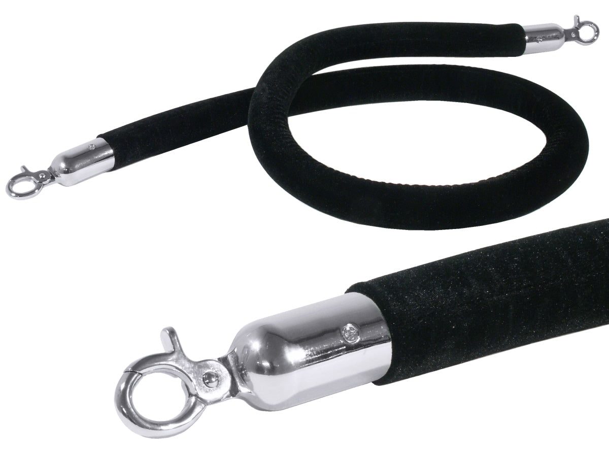 Schwarzes Absperrseil mit Haken.