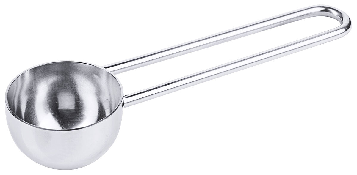 Metall-Messlöffel mit langem Griff.