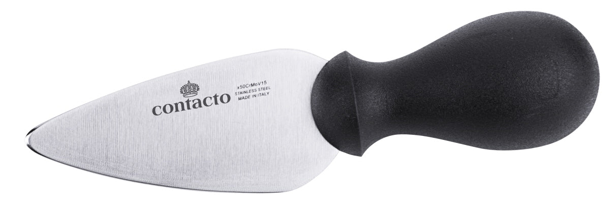Käsemesser mit schwarzem Griff.