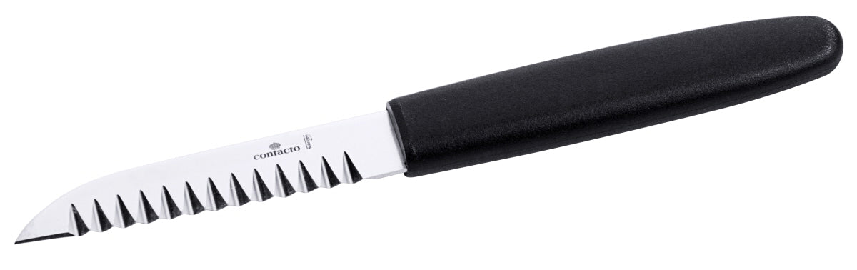 Schälmesser mit schwarzem Griff.