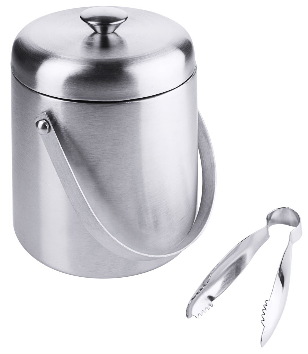 Eiseimer mit Zange aus Edelstahl.