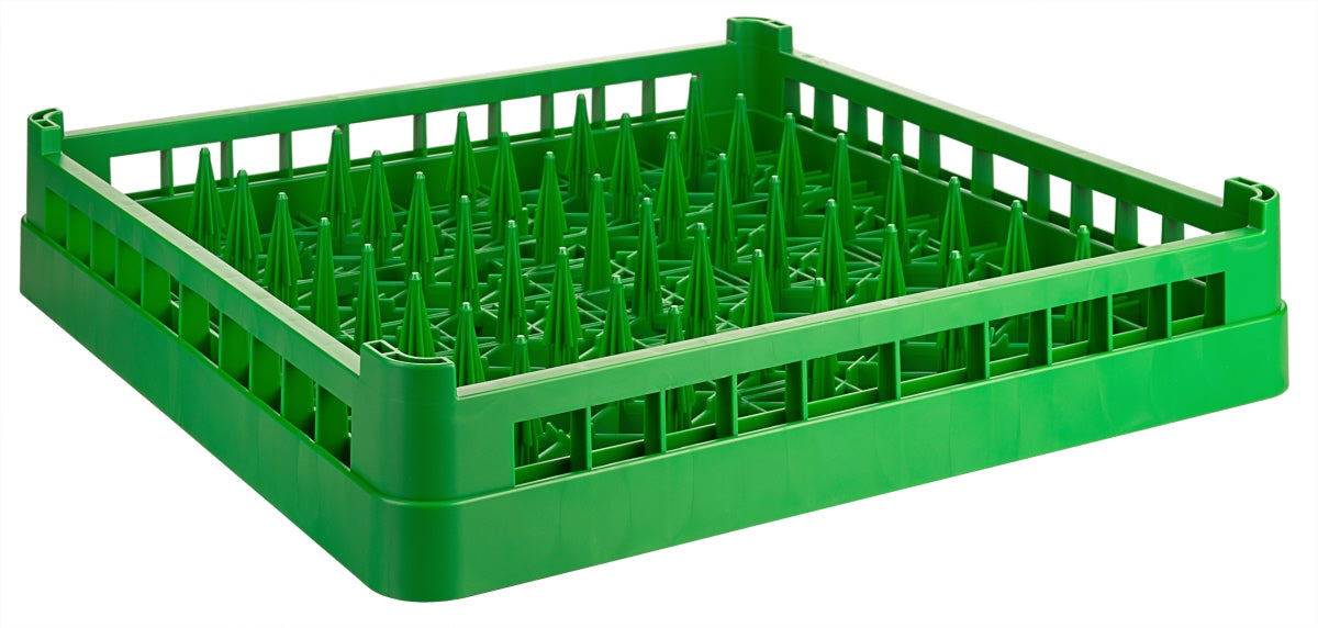 Grüner Geschirrkorb mit Stacheln.