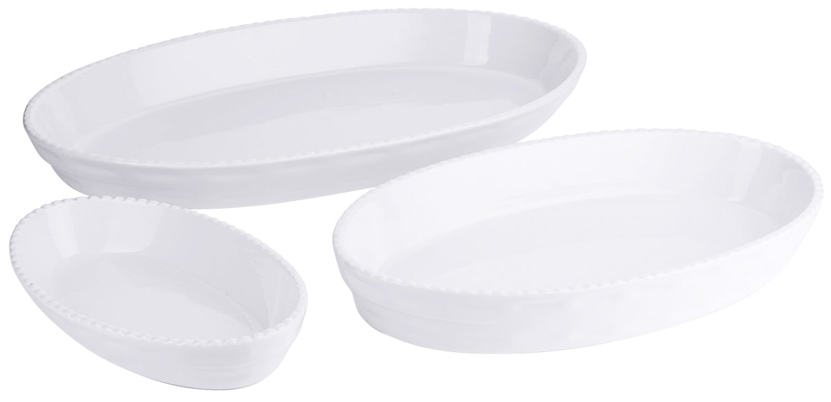 Weiße ovale Servierschalen