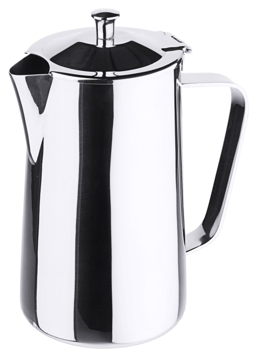 Silberne Kaffeekanne mit Deckel.