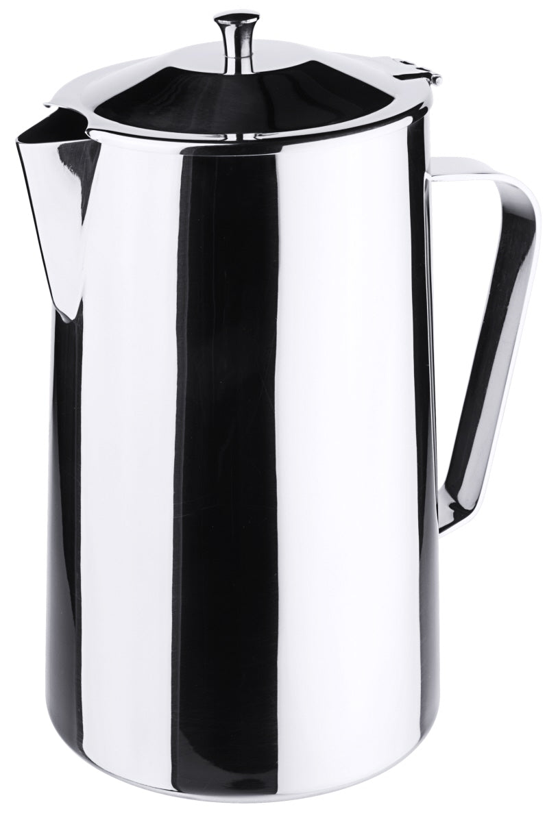 Silberne Kaffeekanne mit Deckel.
