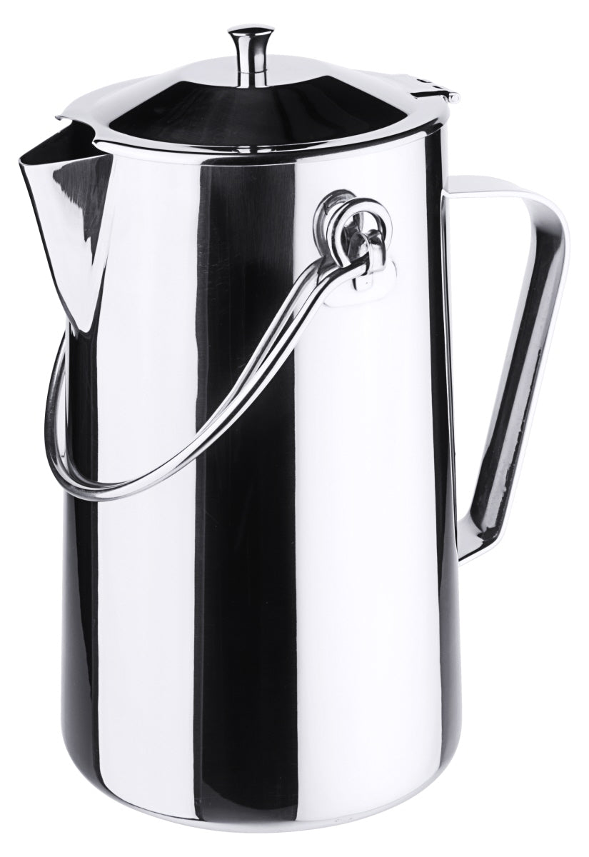 Edelstahl-Kaffeekanne mit Deckel.