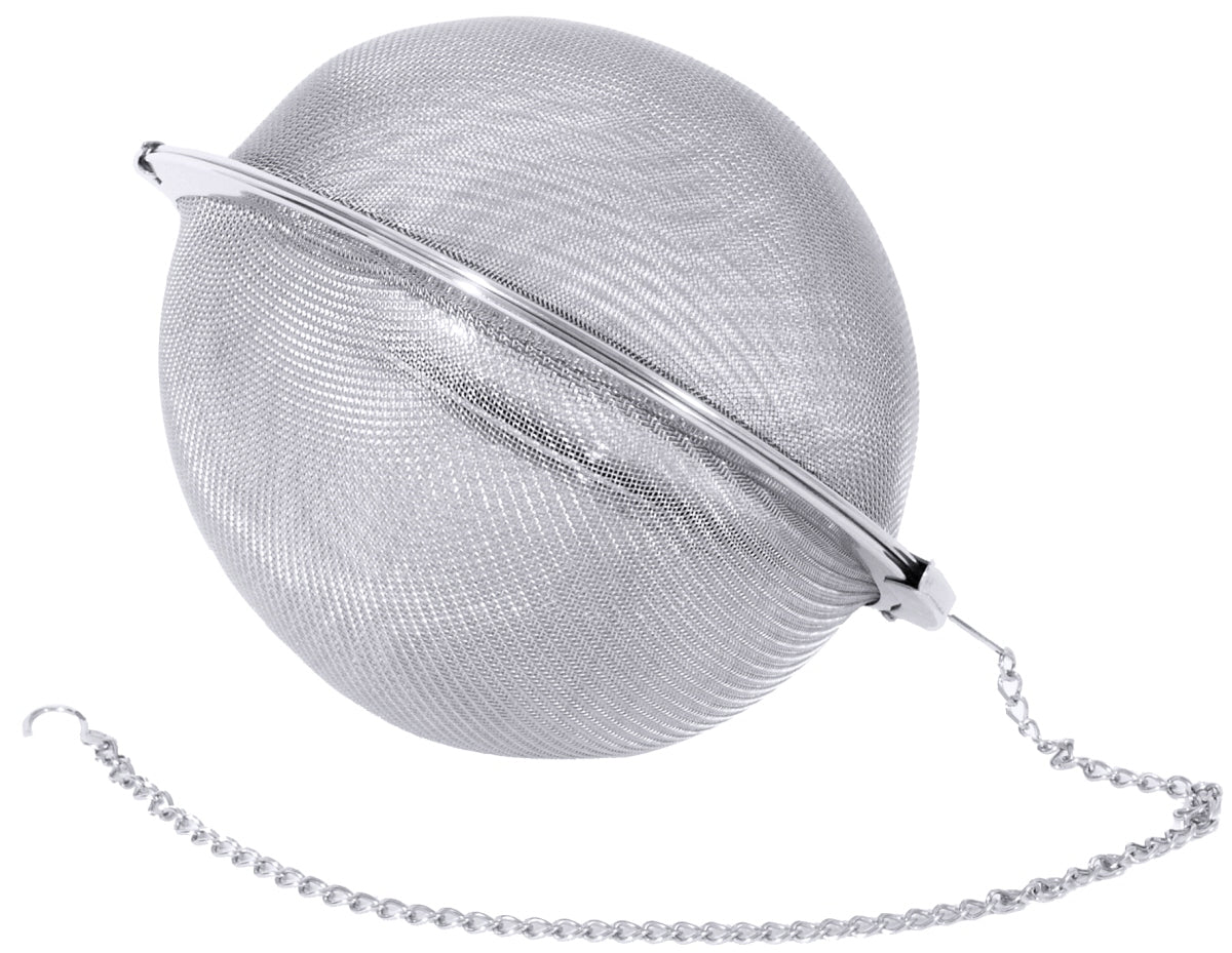 Tee-Ei aus Edelstahl mit Kette.
