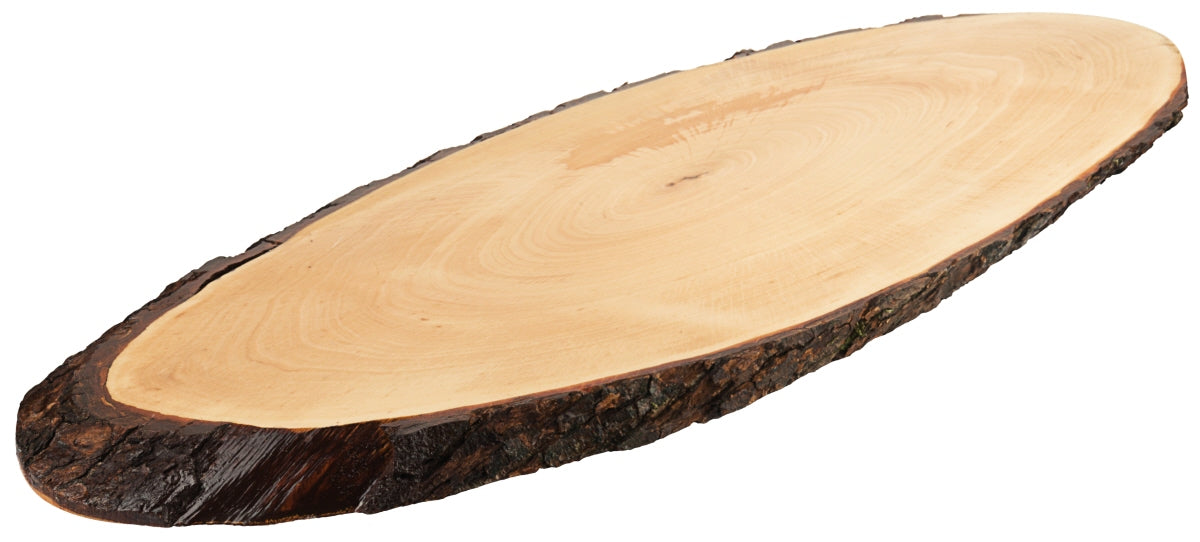 Holzservierplatte in Baumscheibenform
