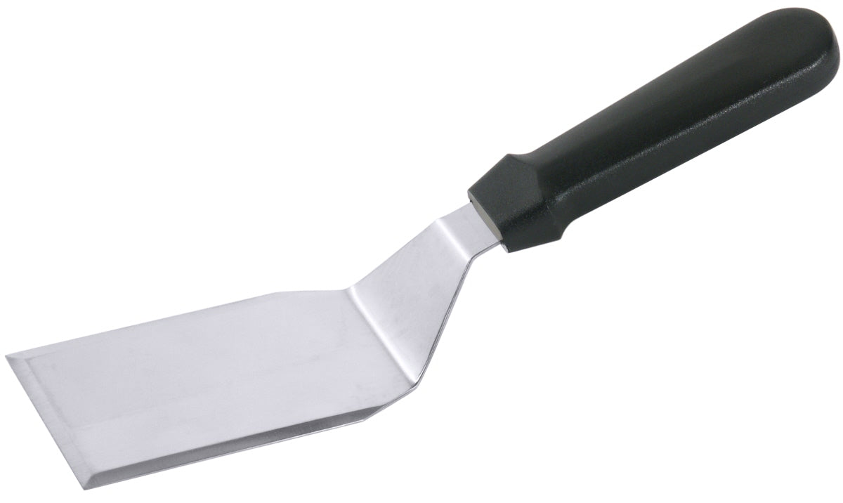 Metallspatel mit schwarzem Griff.
