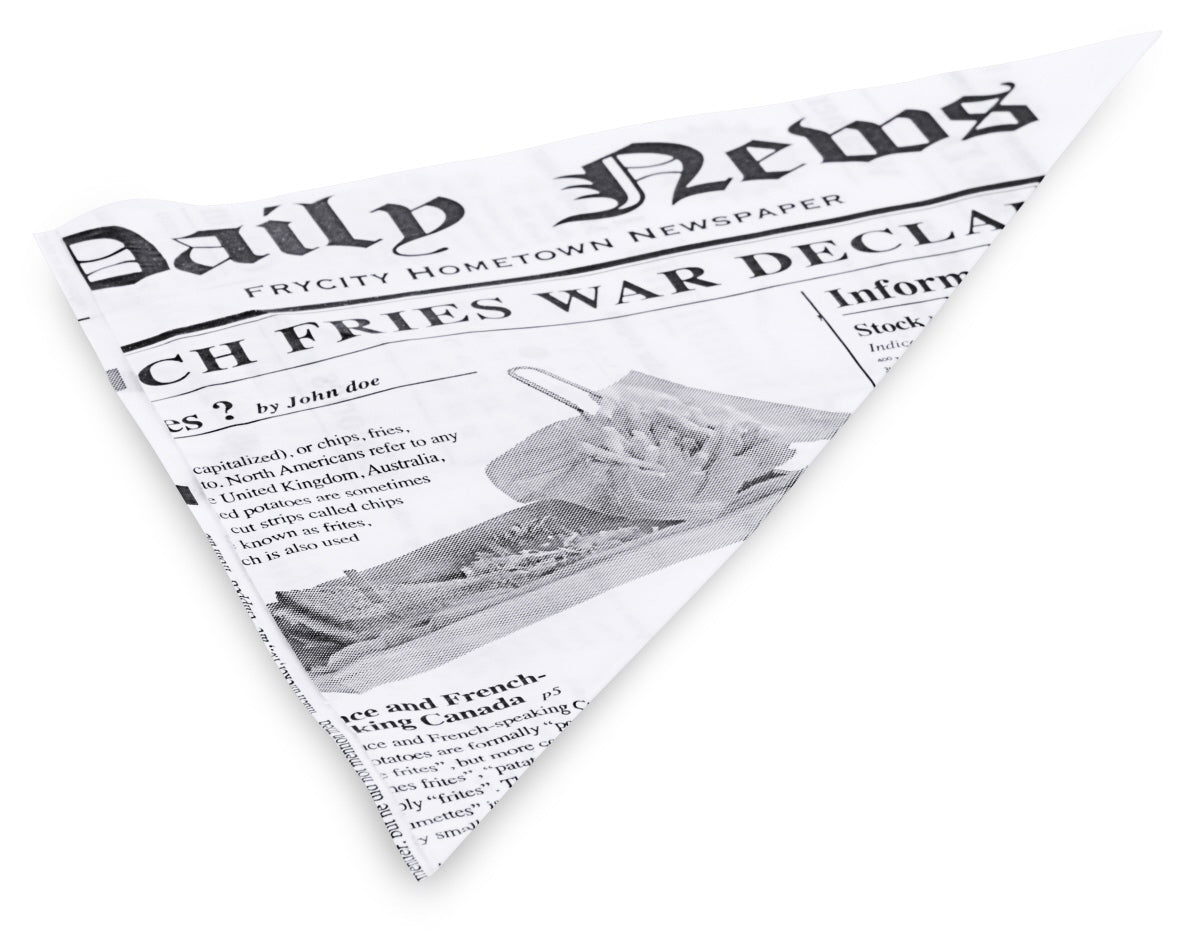 Zeitungskegel mit Pommes Frites.