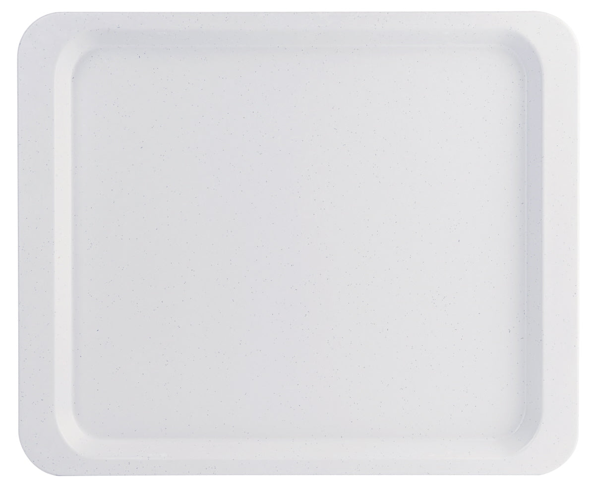 Weißes Tablett für Gastronomiebedarf.