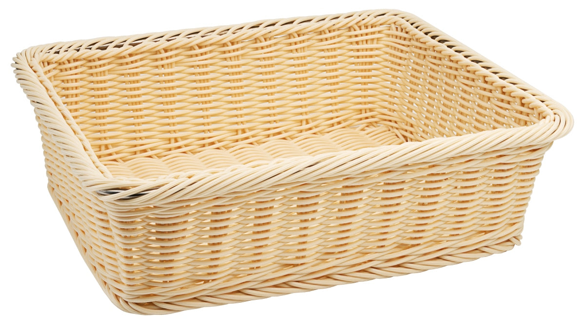 Rechteckiger geflochtener Brotkorb.