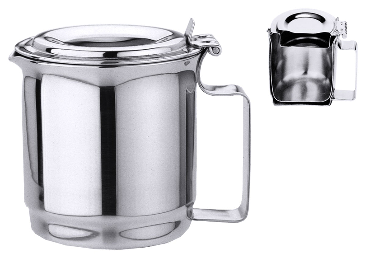 Edelstahl-Kaffeekanne mit Deckel.