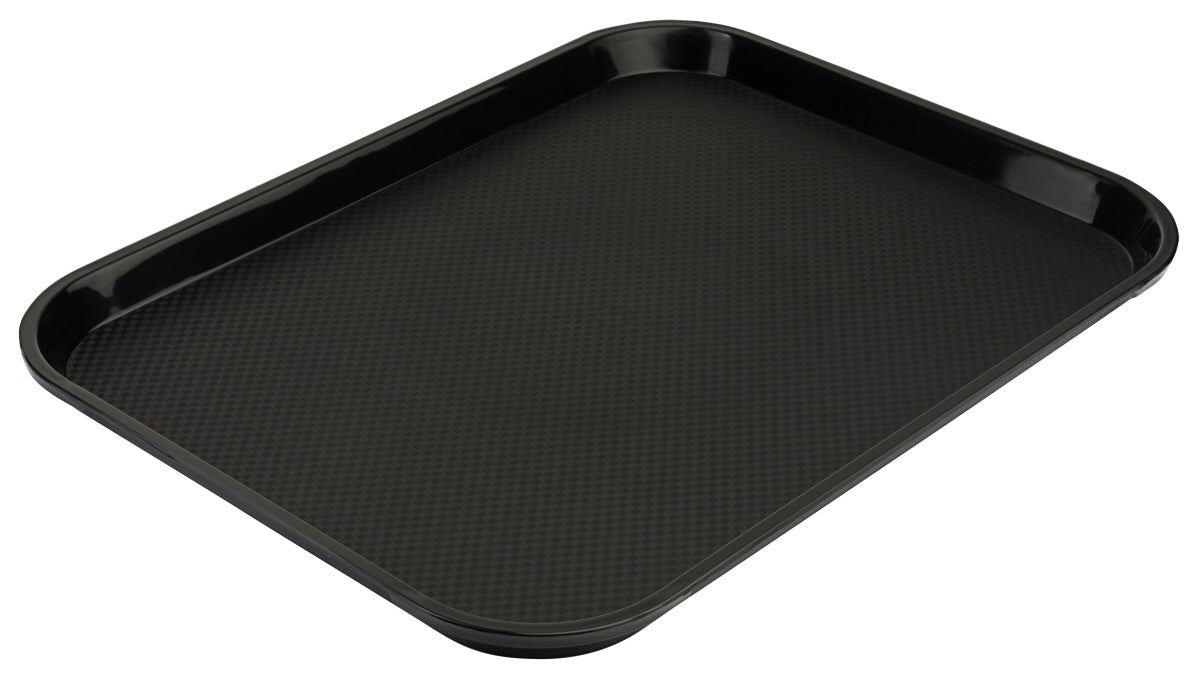 Schwarzes Tablett für Gastronomiebedarf.
