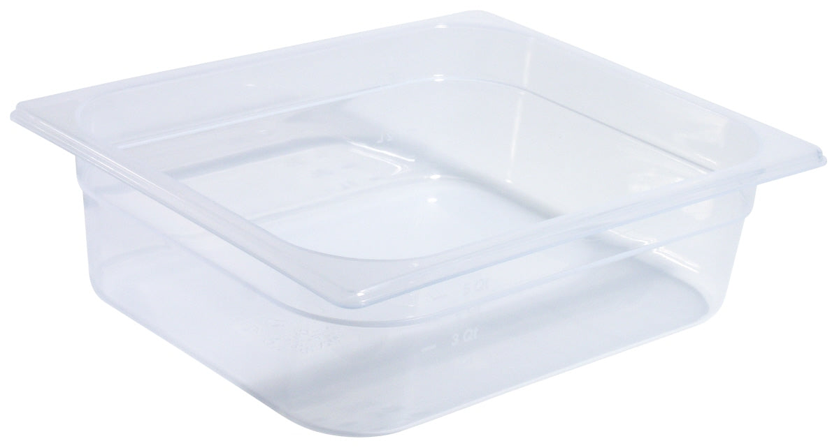 Transparente GN-Behälter aus Kunststoff.
