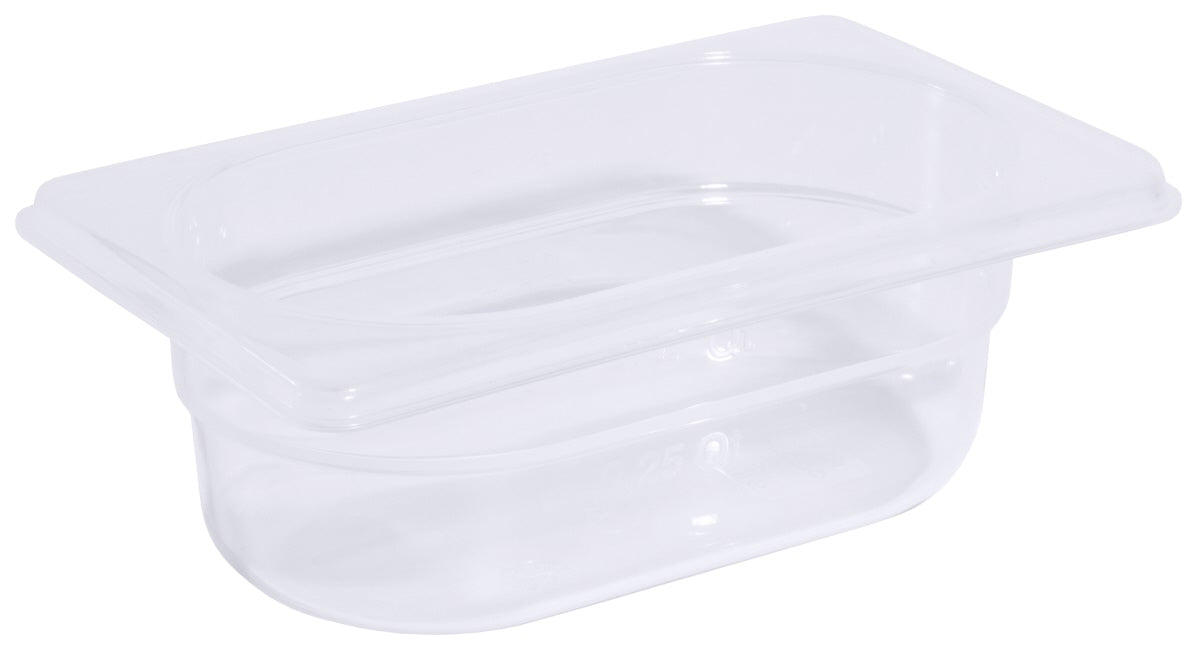 Transparente GN-Behälter aus Kunststoff.