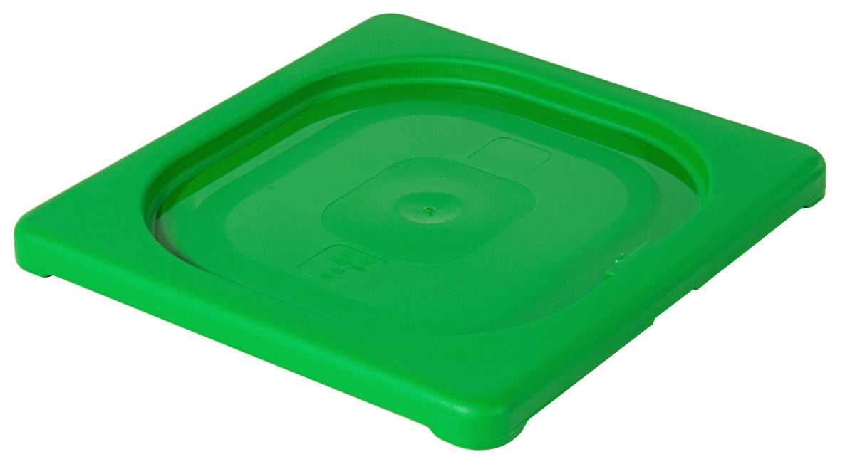 Grüner Kunststoffdeckel für Behälter.